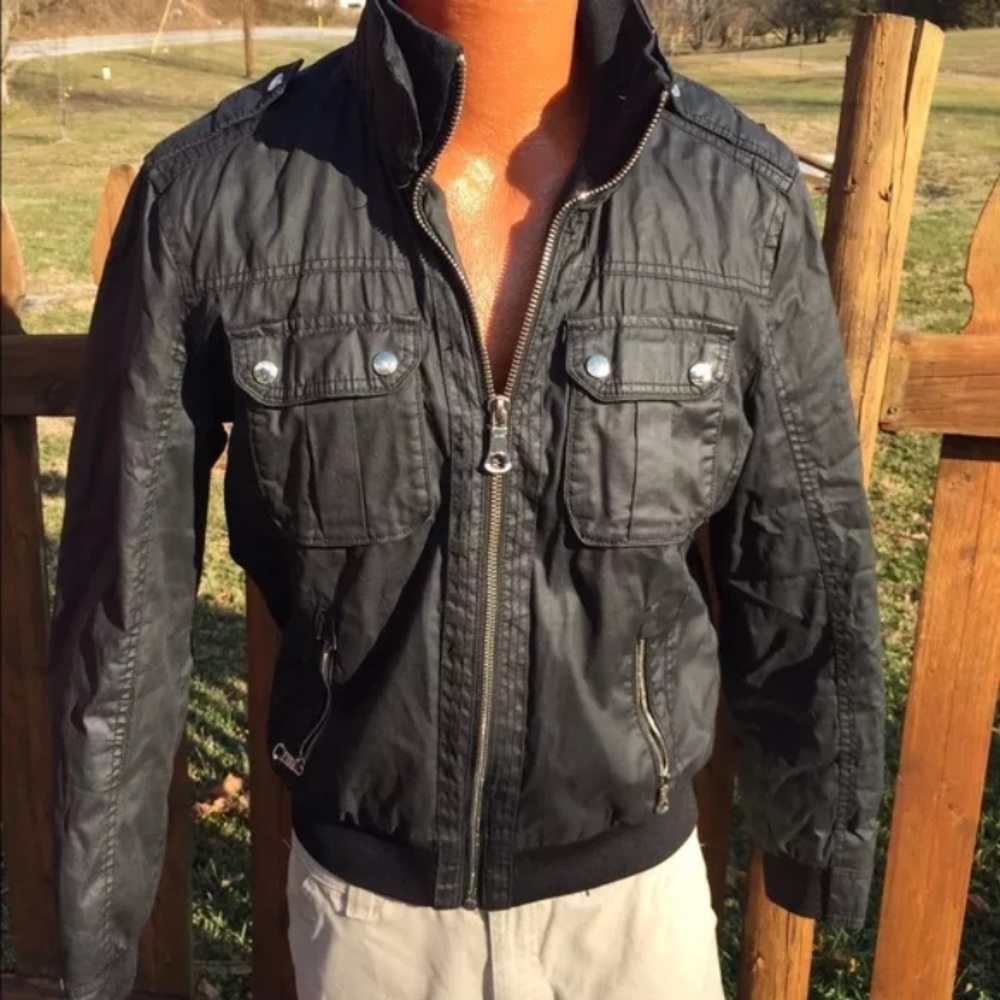 Zara Man Mens Black Bomber Jacket Size Large